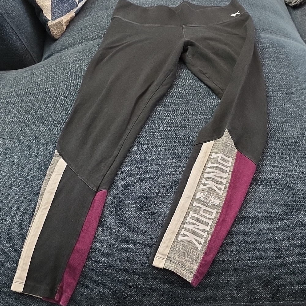 Victoria's Secret Black and Burgundy Leggings